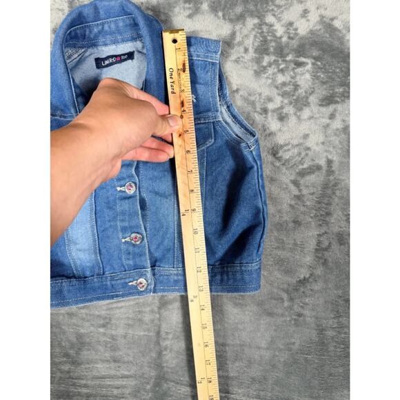 Limited Too Kids Denim Vest Rainbow Unicorn Embroidered Size 10 Cotton Blend - Picture 5 of 9